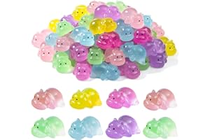 Tiny Resin Animals for DIY, 120pcs Mini Glow Hippo Figurines, Small Pastel Decor for Fairy Gardens, Jar & Terrarium.