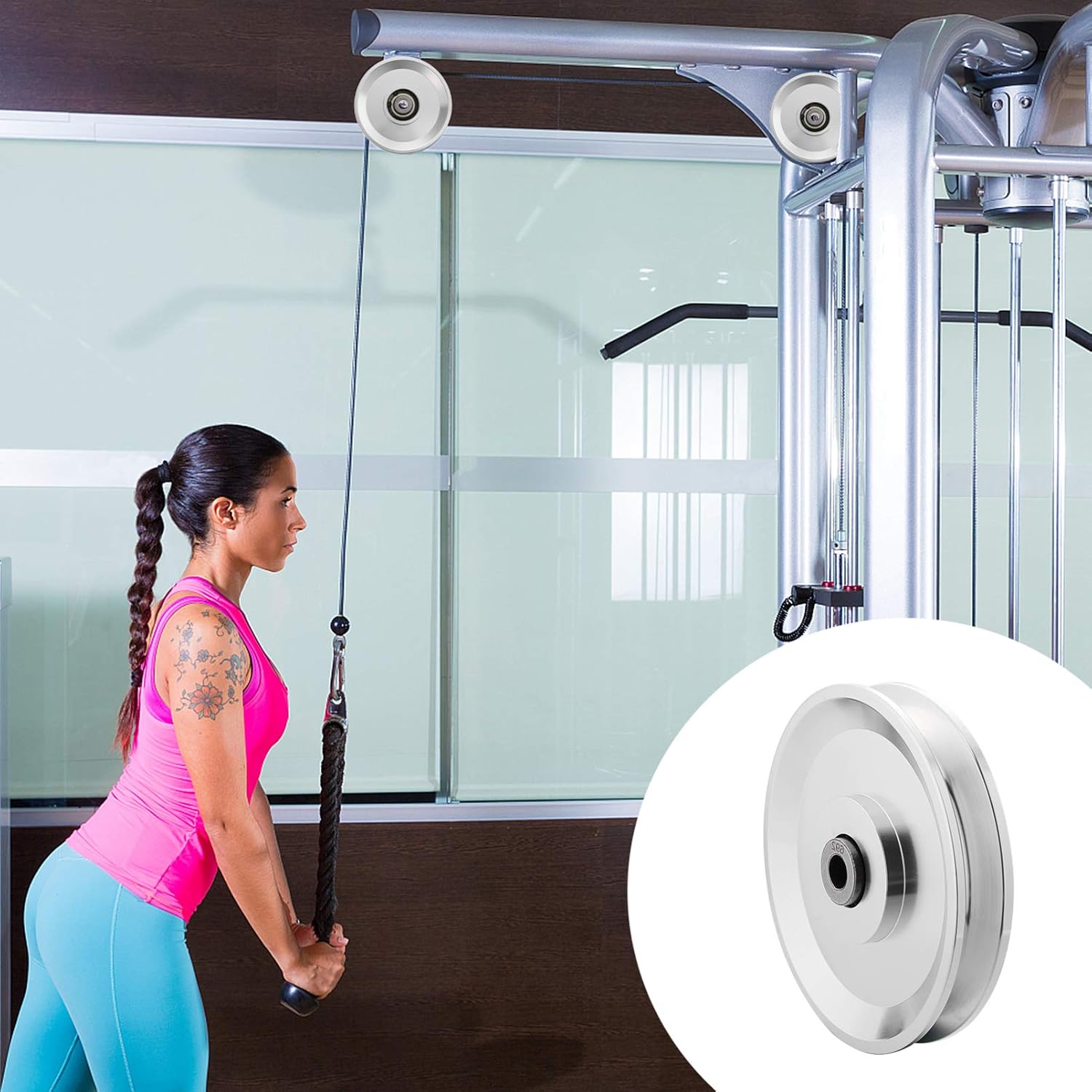 BESPORTBLE Bearing Pulley Wheel Metal V Groove Guide Pulley Abration Rail Ball Bearings Wheel Gym Cable Equipment Accessories for Lifting Handling Moving: Sports & Outdoors