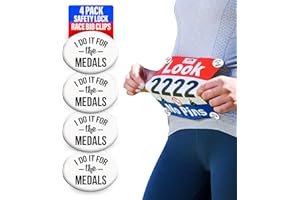 BIBBOARDS bibSNAPS Race Bib Clips - Safety Lock Fasteners, Secures Running, Marathon, Cycling & Event Number, Non Magnetic, Easy to Use, Snap & Lock, Replacement for Pins & Magnets, I Do it for the Medals(4pcs)