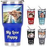 Customizedbee Personalized Coffee Tumbler with Picture Photo Name Text Logo, 30oz Insulated Stainless Steel Custom Mug Cup, Christmas Thank You Halloween Anniversary Birthday Gifts for Women Men Kids