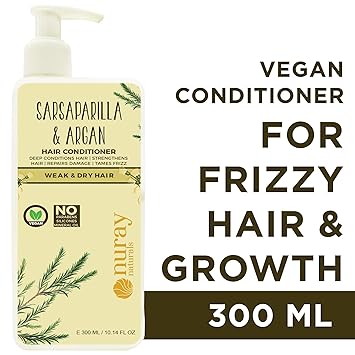 Nuray Naturals Vegan Frizzy and Chemically Damaged Hair Conditioner with Argan, 300 ml