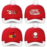 Suhine 4 Pcs Christmas Hats Unisex Adult Adjustable Santa Baseball Cap with Pom Pom Gifts for Christmas Festive Party Supplies Gifts