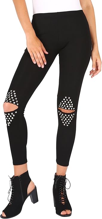 KRISP Leggings Rotos Tachuelas[Negro, S/M]: Amazon.es: Ropa y accesorios