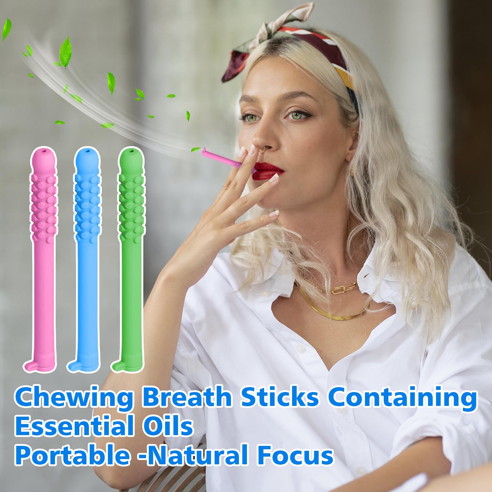 Chewable Breather Quit,3PCS Chewable Essential Oil Breath Stick,Breather Stick with Essential Oil for Aromatherapy on The Go Natural Focus