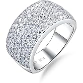 AGRULE Moissanite Wedding Band Ring VVS D Color, 925 Sterling Silver White Gold Plated Chunky Wide Eternity Band Ring 1.8-5.14 Carat Moissanite Rings for Men Women