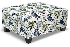 TOPHMDECOR Ottoman Cover Rectangle Printed,Stretch Footstool Slipcover with Elastic Bottom,Soft Fabric Protector for Rectangular Ottoman in Living Room or Bedroom,Medium,Flower C
