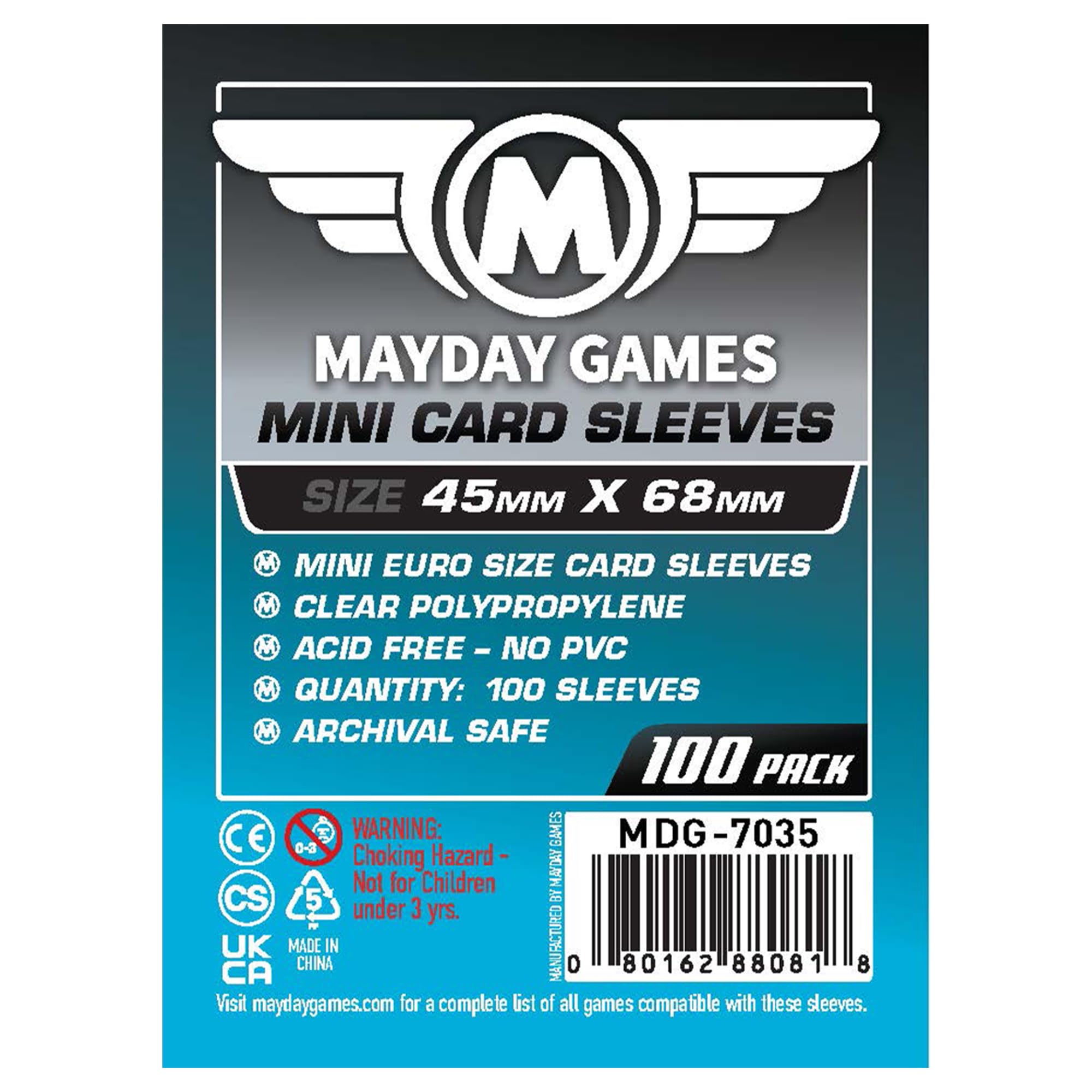 Mini Euro Game Play Card Sleeves (100 Sleeves/Pack - 45 MM X 68 MM)