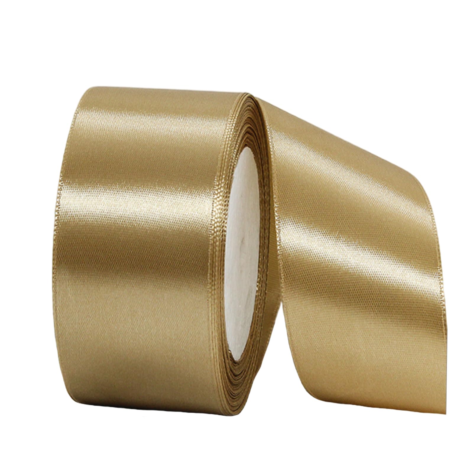 Wide Satin Champagne Ribbons - 40mm x 22m, Thick Ribbon for Gift Wrapping, Cake Decorations, Crafting, Weddings, Parties