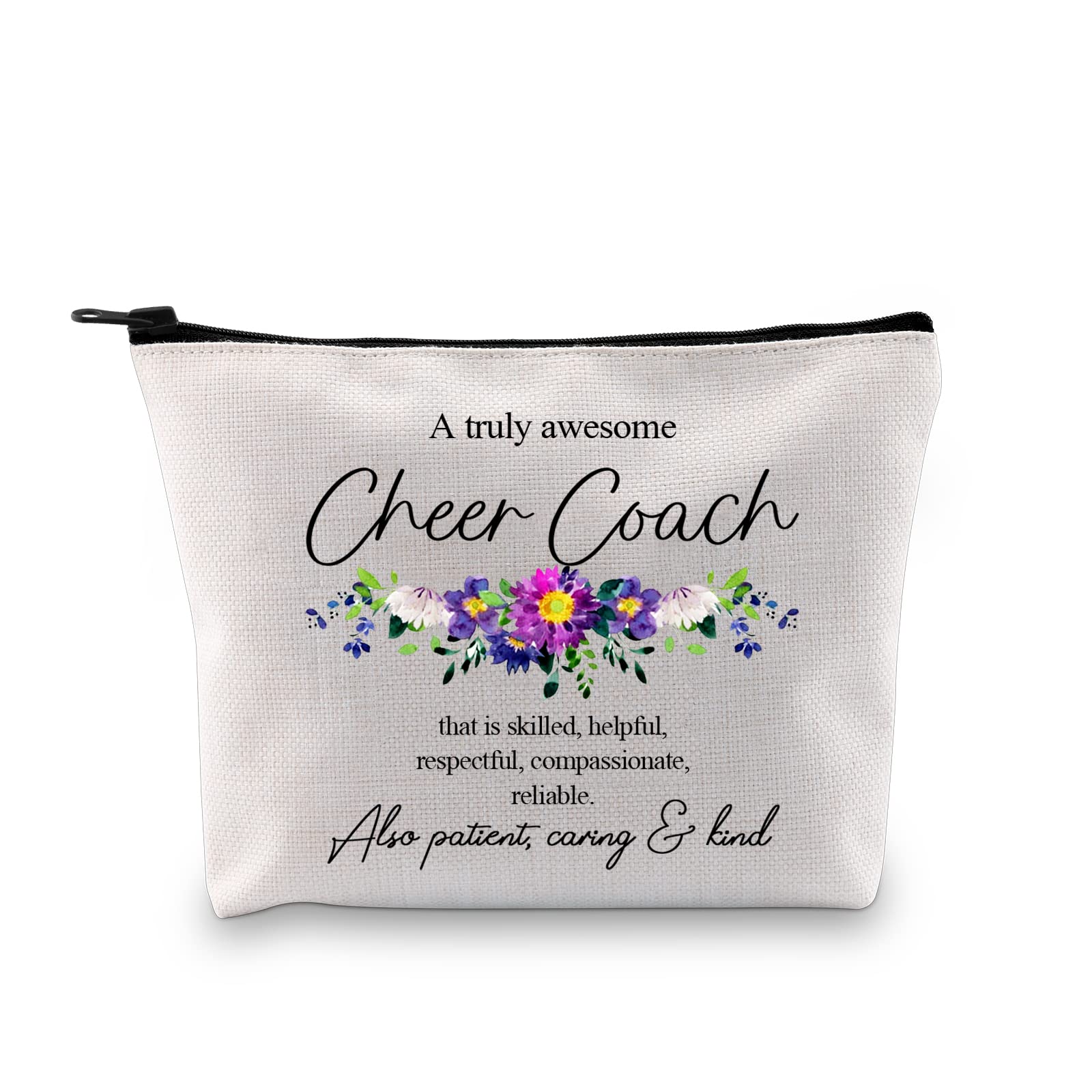 JTOUK Cheer Coach Gift Cheer Mom Thank You Gift Cheerleading Coach Zipper Pouch Makeup Bag for Cheerleader Coaches (Truly Cheer Coach Bag EU)