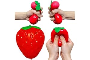KAWAITE Strawberry Squishy Stress Balls for Kids and Adults 1 PCS - Stress Ball Sensory Toy, Dough Ball Fidget Toys, Durable and Fun Squeeze Ball, Ideal for Anxiety Relief, OCD, ADHD, ADD