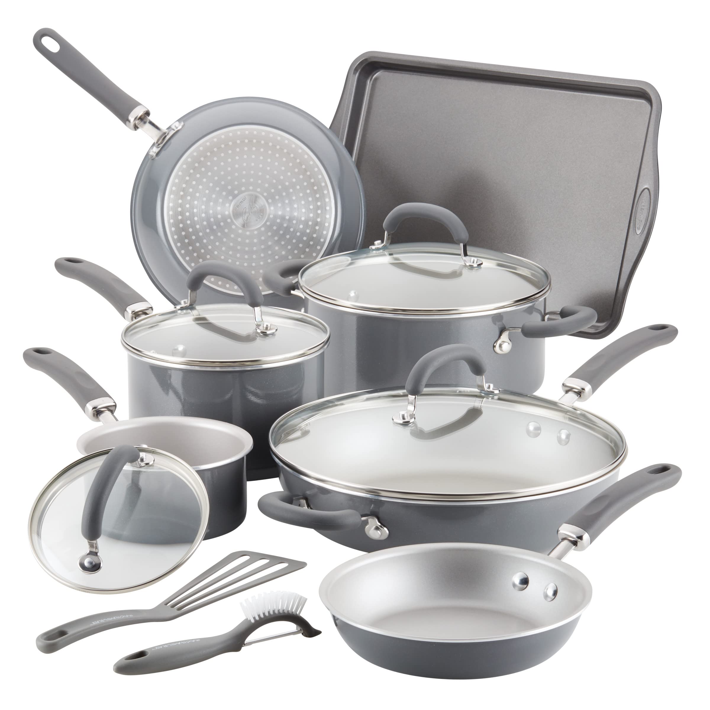 Rachael Ray Create Delicious Nonstick Cookware Induction Pots and Pans Set, 13 Piece - Gray Shimmer Image