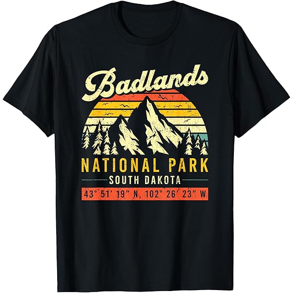 Amazon.com: Badlands Vintage Retro Coordinates SD National Park T