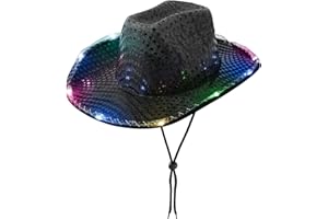WOOH Cowboy Hat for Women,Party Cowgirl Hats Women,Colored Light Up Cowboy Hat for Halloween Costumes