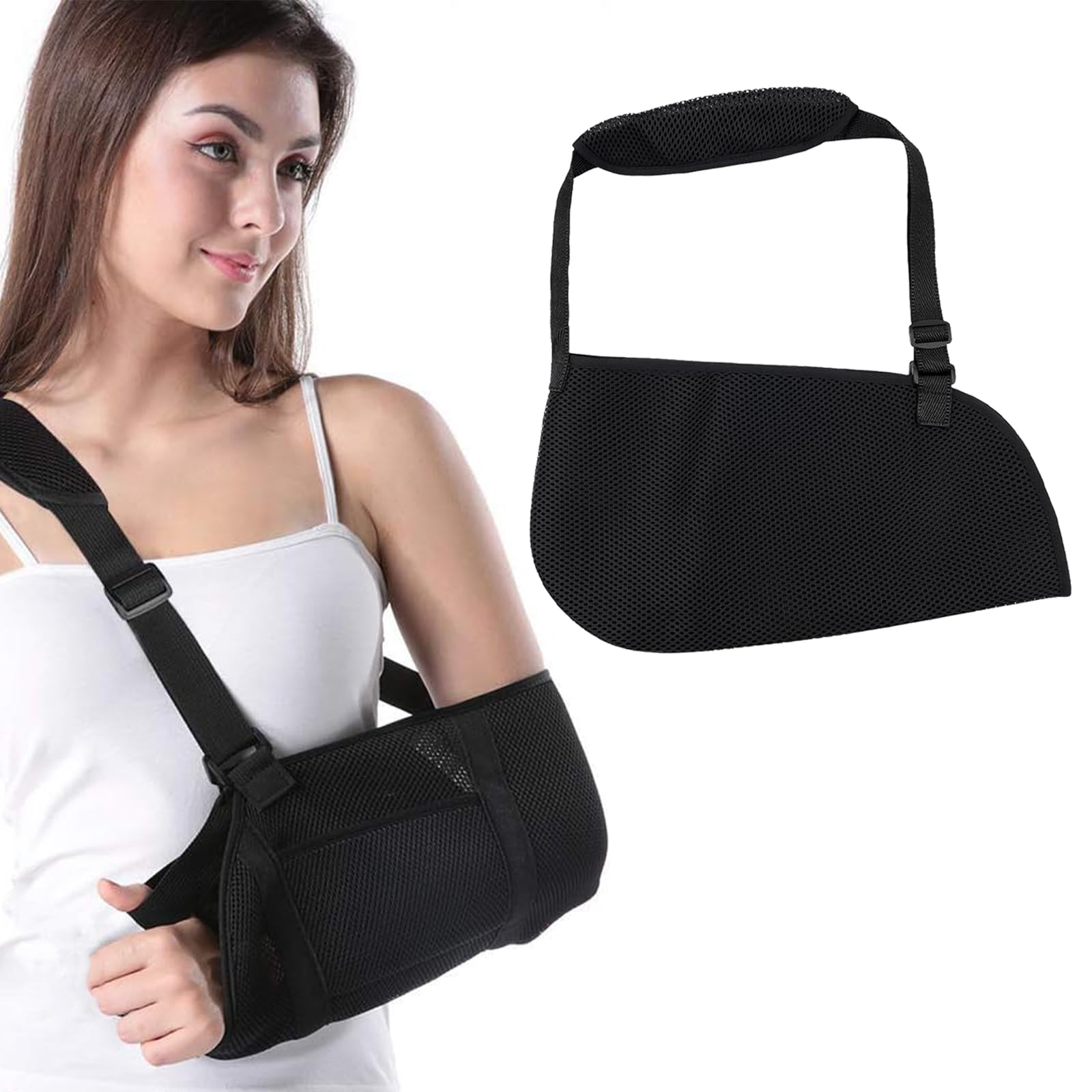 2 PCS Adjustable Arm Sling for Broken Wrist Breathable Shoulder Injury Sling Padded Arm Support Straps for Injury Elbow Hand Elevated, Arm Sling Immobilizer Left Right Universal for Men Women
