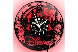 BOVIZIPY Cartoon Mick Mouse Clock LED 12 Inch 7-Colors Anime Design Vinyl Record Wall Clocks, Cute Minni Mouse Movie Home Decor, Birthday Gift for Micky Fans
