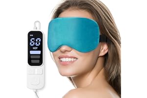 Ezona Heated Eye Mask, Warm Eye Compress Mask for Dry Eyes, USB Electric Eye Heating Pad with Temperature & Timer Control, Dry Eye Mask for Dry Eyes Blepharitis Sinus Migraine Stye MGD Puffiness Blue