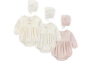 Ecojoy Newborn Baby Girl Bodysuit Suit Baby Clothes Long Sleeve/Short Sleeve 3 Outfit Bundle Mix Match