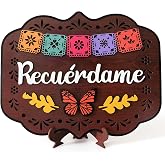 Day of the Dead Decorations, Wooden Table Centerpieces Signs with Base | Dia De Los Muertos Decorations, Recuerdame Dia de Los Muertos Wood Sign for Ofrenda, Altar De Muertos Decorations