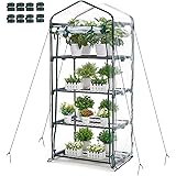 Greenhouse 4 Tier Mini Greenhouse 63x28x20 in Portable Garden Green House, with Zippered PVC Cover, Metal Shelves for Garden 
