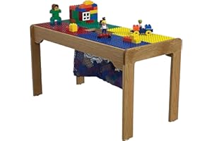 Fun Builder® 32"x16" Wood Table-Compatible with DUPLO® Brand Block w/Storage- ONLY 5-Minute Table Assembly/NO Tools or Hardware Needed (Patent Pending)-Ages 5 & under-100% Made in The USA!