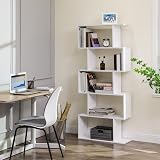 VASAGLE 5-Tier Bookshelf Room Divider White LBC62WT Modern Storage view 2