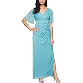 Alex Evenings Womens Long Stretch Sequin Bodice Mother of The Bride Dress with Empire Waist (Petite and Regular Sizes)