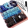 YANRONG Hair Accessories for Woman Set, 755PCS Seamless Ponytail Holders Variety Hair Scrunchies Hair Bands Scrunchy Hair Ties For Thick and Curly (Treasure Blue, 755 Count)