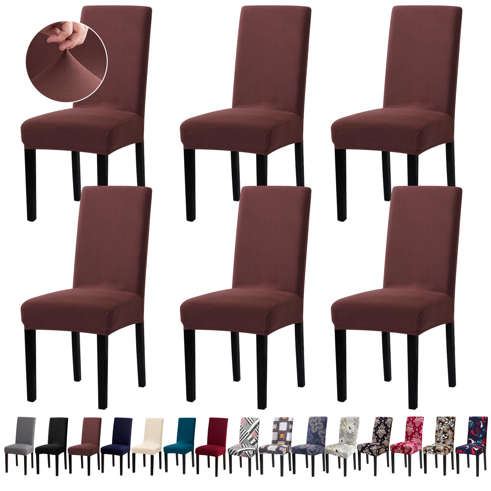 Photo 1 of Fafua Chair Covers, Stretch Kitchen Dining Room Chair Covers Set of 6, Removable Washable Dining Chair Slipcovers for Home, Hotel, Banque