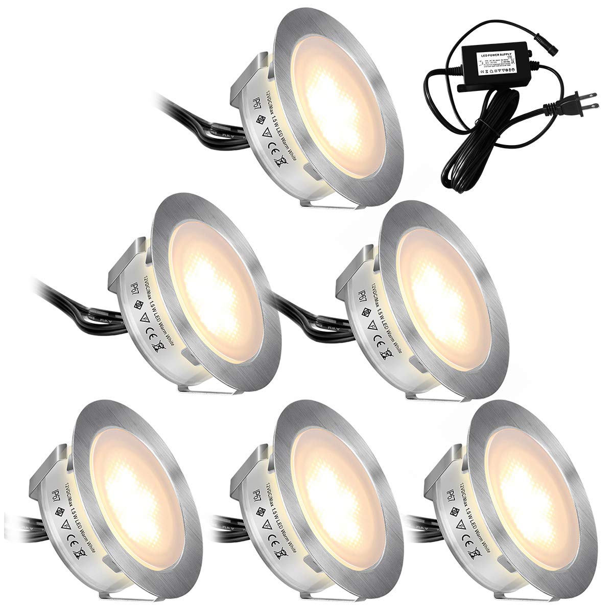 Recessed LED Deck Lights Kits 6 Pack,SMY(Upgrade Version)In Ground