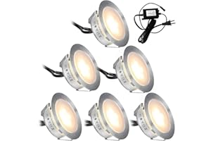 SMY Lighting Recessed LED Deck Lights Kits 6 Pack, (Upgrade Version) Deck Lighting Waterproof IP67,Low Voltage LED Lights for Garden, Steps,Stair, Living Room, Bathroom, Patio, Pool Deck,Kitchen