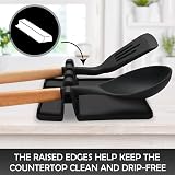Sinnsally Silicone Cooking Utensil Rest with Drip Pad - Black Spoon Holder view 3