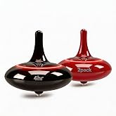 YASAIN 4-Hour Long Spin Rechargeable LED Spinning Top | Color Changing Light Show Fidget Toy | Electric Gyroscope for Focus &amp; Stress Relief (Kids &amp; Adults) - Perfect Desk &amp; Home Gift, （Black + Red）