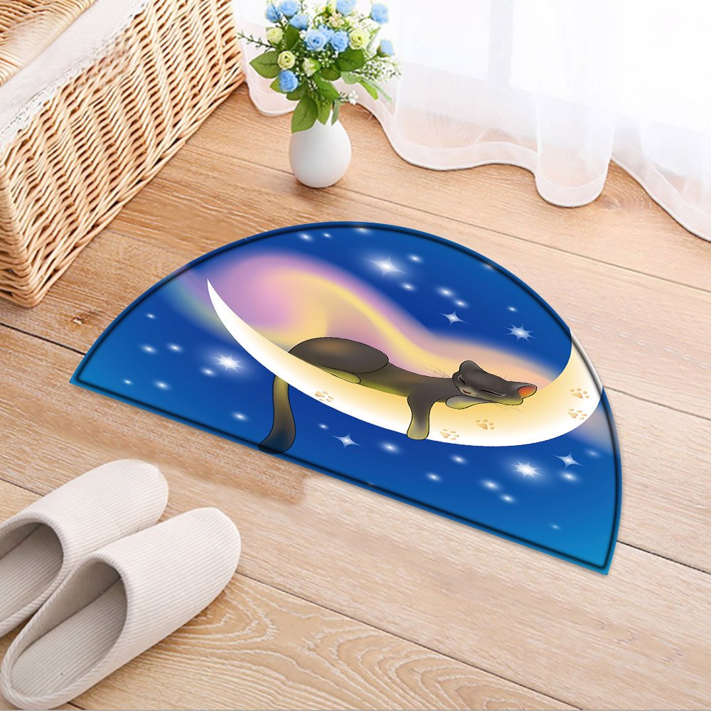 Amazon Com Half Round Door Mat Illustration Of A Cat Sleeping On