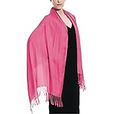 Glory Max Women Large Soft Silky Pashmina Shawl Wrap Scarf in Plain Solid Colors