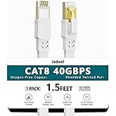 Cat8 Ethernet Cable, Outdoor&Indoor, 1.5FT Heavy Duty High Speed Cat 8 LAN Network Cable, 40Gbps 2000MHz RJ45 Flat Internet C