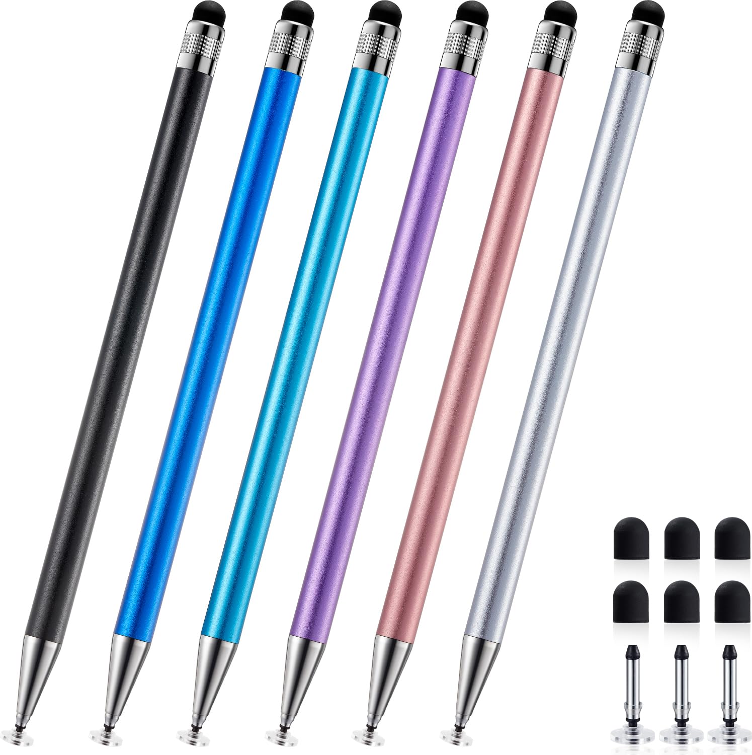 ChaoQ 2-in-1 Stylus Pen for Touchscreen, 6pcs High Sensitivity and Precision Stylus Pens for iPad iPhone Android Suitable for All Touch Screens