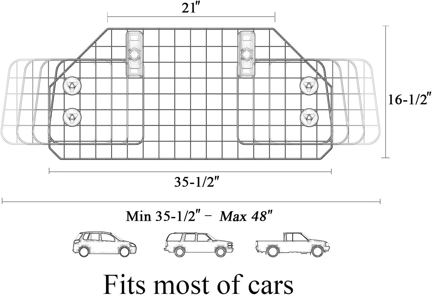 C CASIMR Heavy-Duty Dog Barrier, Adjustable to Fit Cars, SUVs, and Vehicles, Smooth Designed Pet Wire Barriers, Black : Pet Supplies