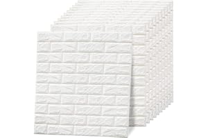 WASAIT 20pcs 3D Wall Panels Stick and Peel 117 Sq Ft White Brick Wall Panels Printable 3D Wallpaper 30"x28"Faux Brick Self Adhesive Waterproof Foam Wall Panels Textured Wall Paneling for Interior Wall