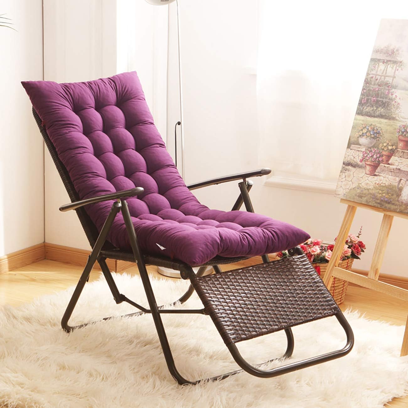 Uheng Indoor Outdoor Patio High Seat Back Chair Cushion for Rocking Chair with 6 Ties, Thick Padded Chaise Lounger Swing Bench Cushion Loveseat Recliner Pads Mat Garden : Garden & Outdoor