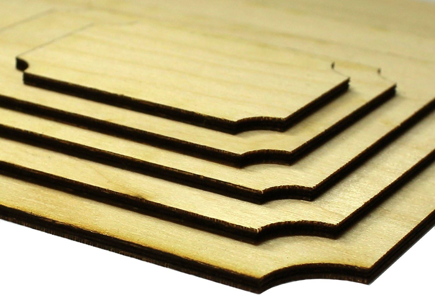 A6, A7, A8, A9, A10 Size Wood Burn Pyrography Blank Wooden Craft Plaque, 4 Pack (- A6 Size -)