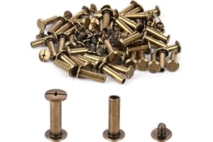 SZKOO Chicago Binding Screws - 5mm x 20mm Binding Posts - 9.5mm Phillips Nut - Chicago Screw Binding Post Screw Kit for DIY Leather Decoration Scrapbook Photo Albums Bookbinding (Bronze, 50 PCS)