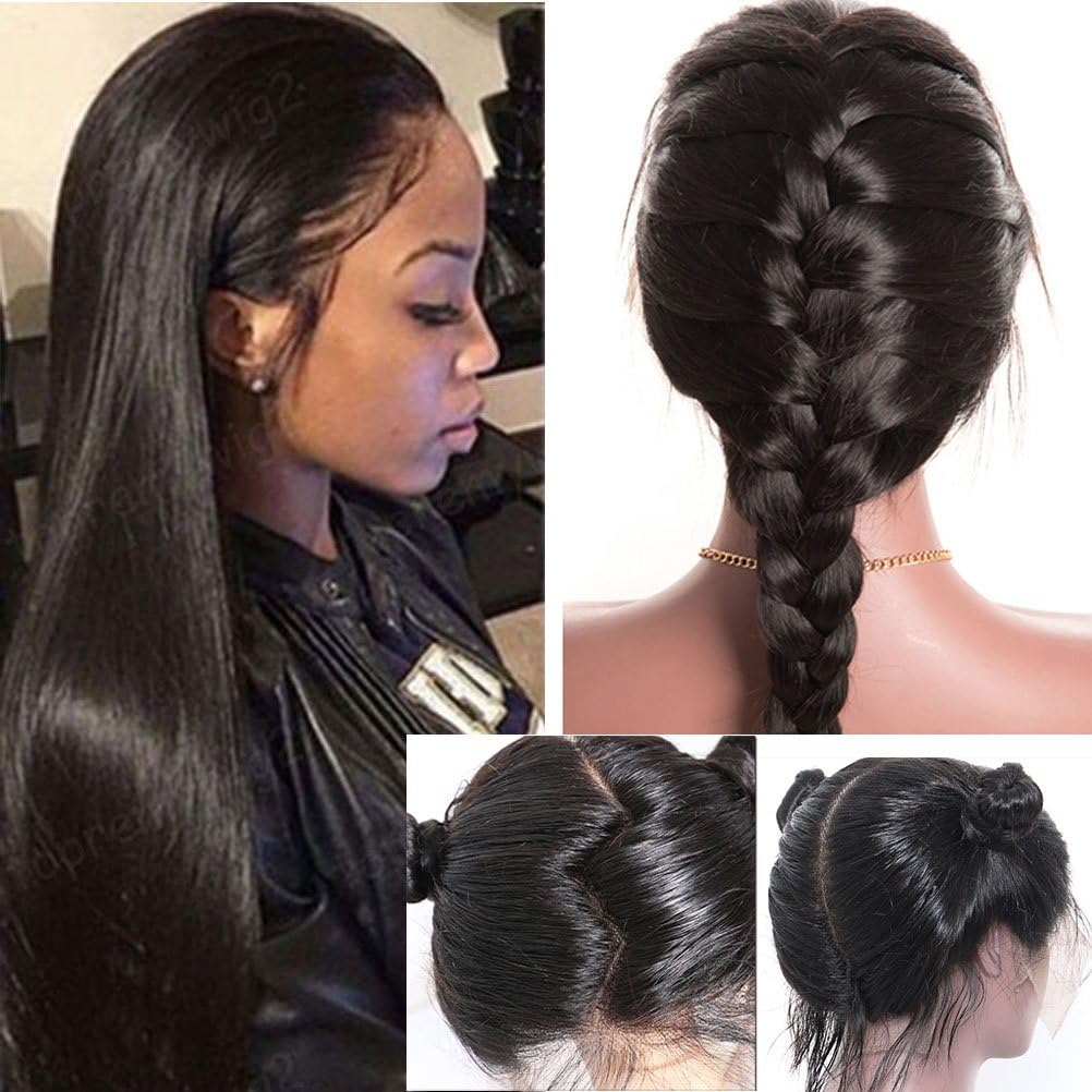 Full Lace Human Hair Wigs For Black Women Pre-Plucked Hairline With Baby Hair Brazilian Remy Hair Glueless Lace Wigs Silky Straight 10 Inches
