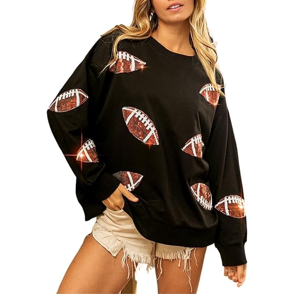 BEIDEFY Game Day Sweatshirt For Women - Oversized Football Crewneck, Long Sleeve, Football Mom Pullover - View #9