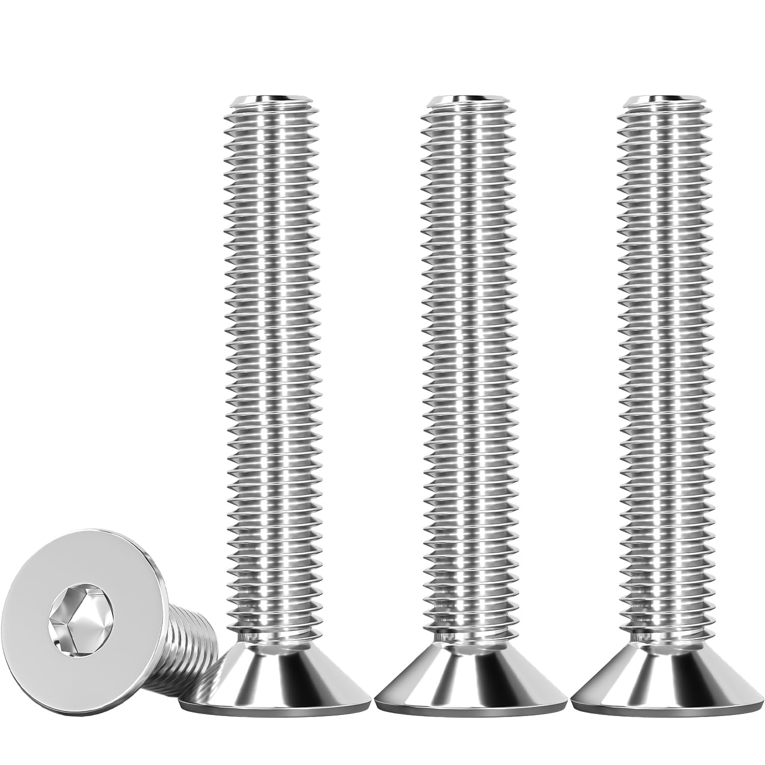 Drenky M6 X 35mm Stainless Steel Screws, M6 Bolts Countersunk Bolts 25 Pcs Hex Screws DIN 7991 / ISO 10642 Rustproof Machine Screws Hex Socket Countersunk Bolts, Fully Thread — image 1