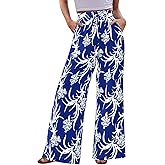CFLONGE Palazzo Pants for Women Casual 2026 Summer High Waist Floral Wide Leg Pant Trendy Boho Trousers Fashion Beach Outfits