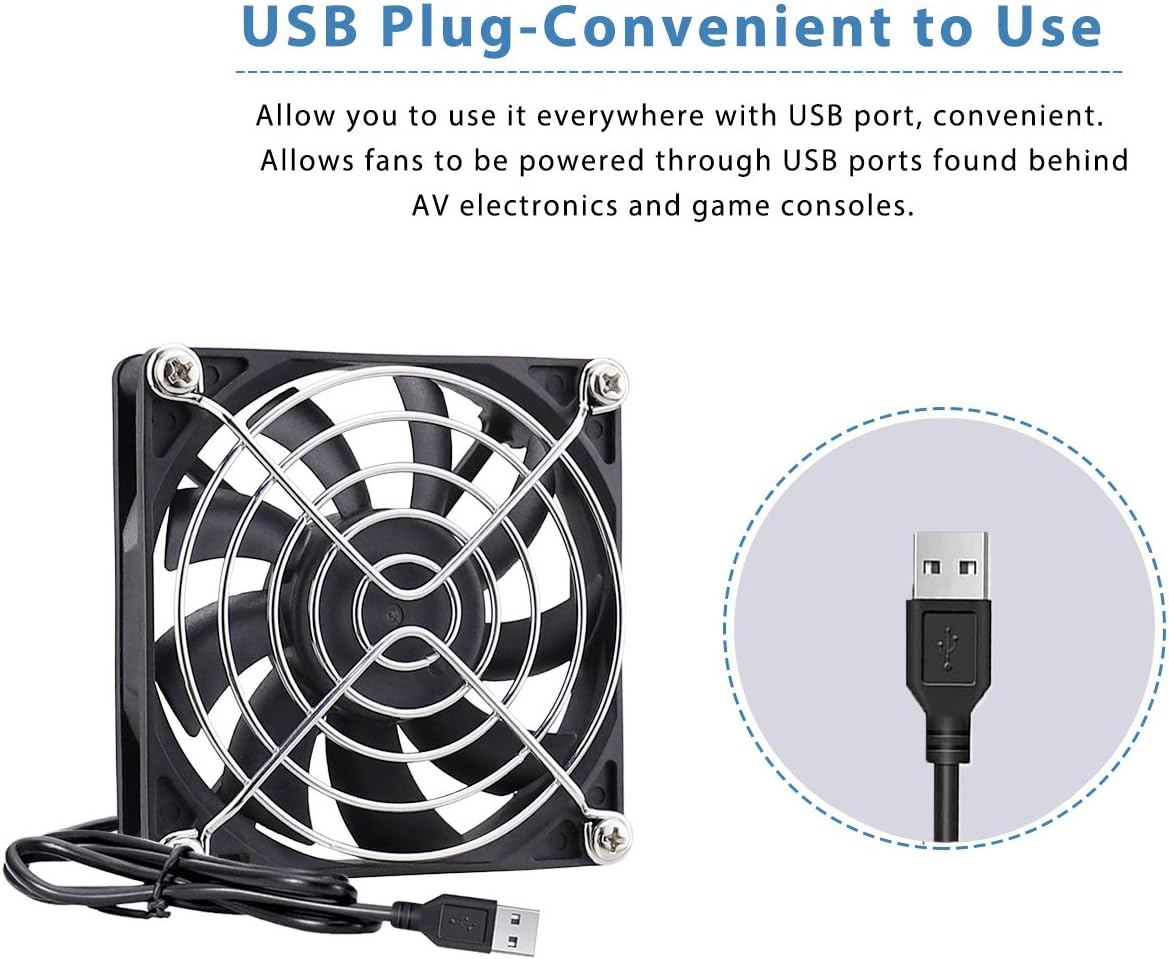 GDSTIME 80mm USB Fan 5V 80 x 15mm Computer Fan 8CM PC Case Fans 2500 RPM 8015 DC Brushless Cooling For Router TV Box Projector Game Console - Image 4