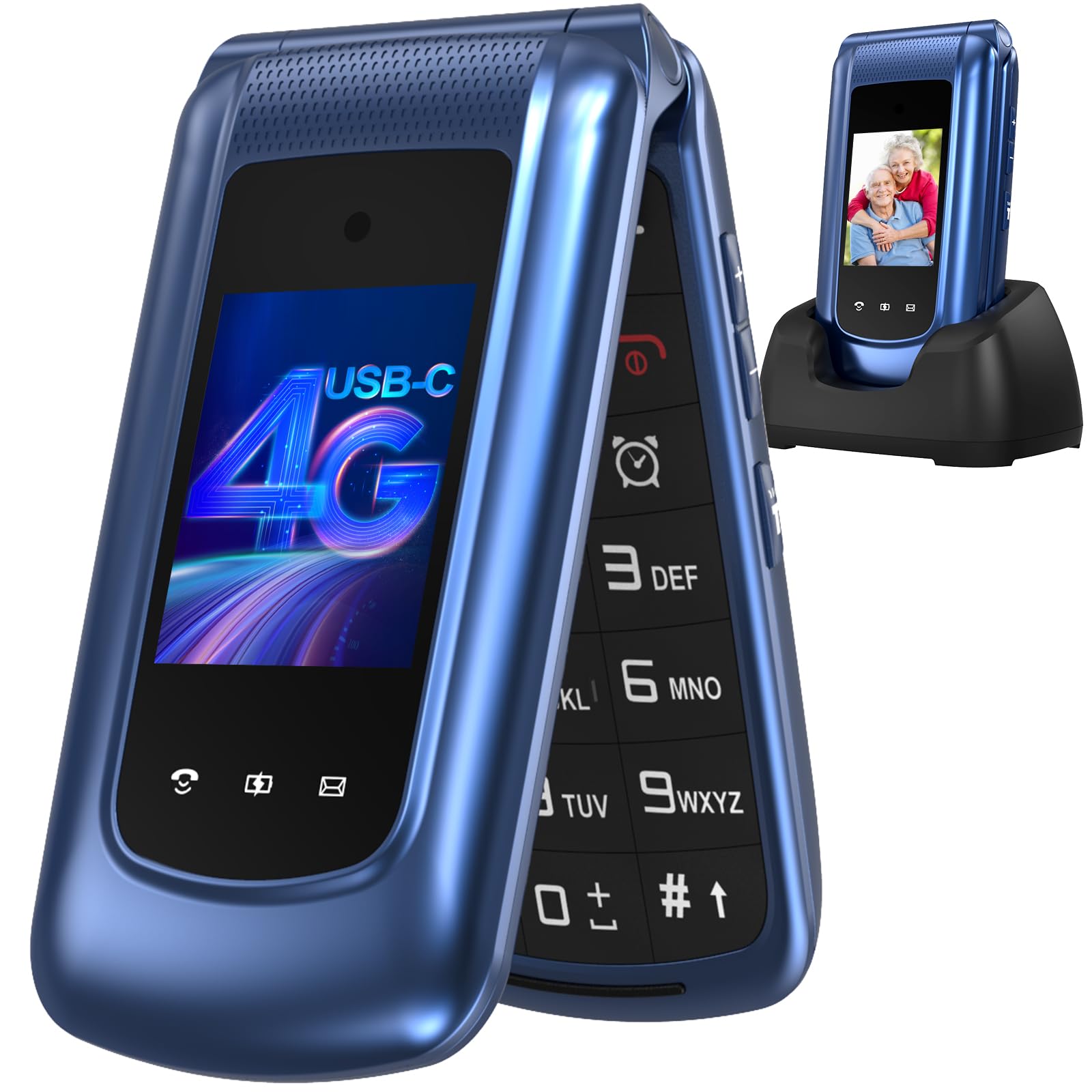 4G Senior Mobile Phone Simple for Elderly, Basic Cell Phone with Large Buttons, Flip Phone, Unlocked Senior Mobile Phone with 2.4