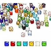 500pcs 4mm Cube Crystal Beads Multi-Color Glass Beads for Jewelry Making Bracelets Necklaces Earrings DIY Crafts Beads Supplies, Wind Chimes Suncatchers