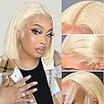 EQ DUOUPA Blonde Lace Front Wigs Human Hair 13x4 180 Density Straight Lace Frontal Wig Human Hair Pre Plucked With Baby Hair HD Lace Front Wigs Human Hair For Women(10inch)