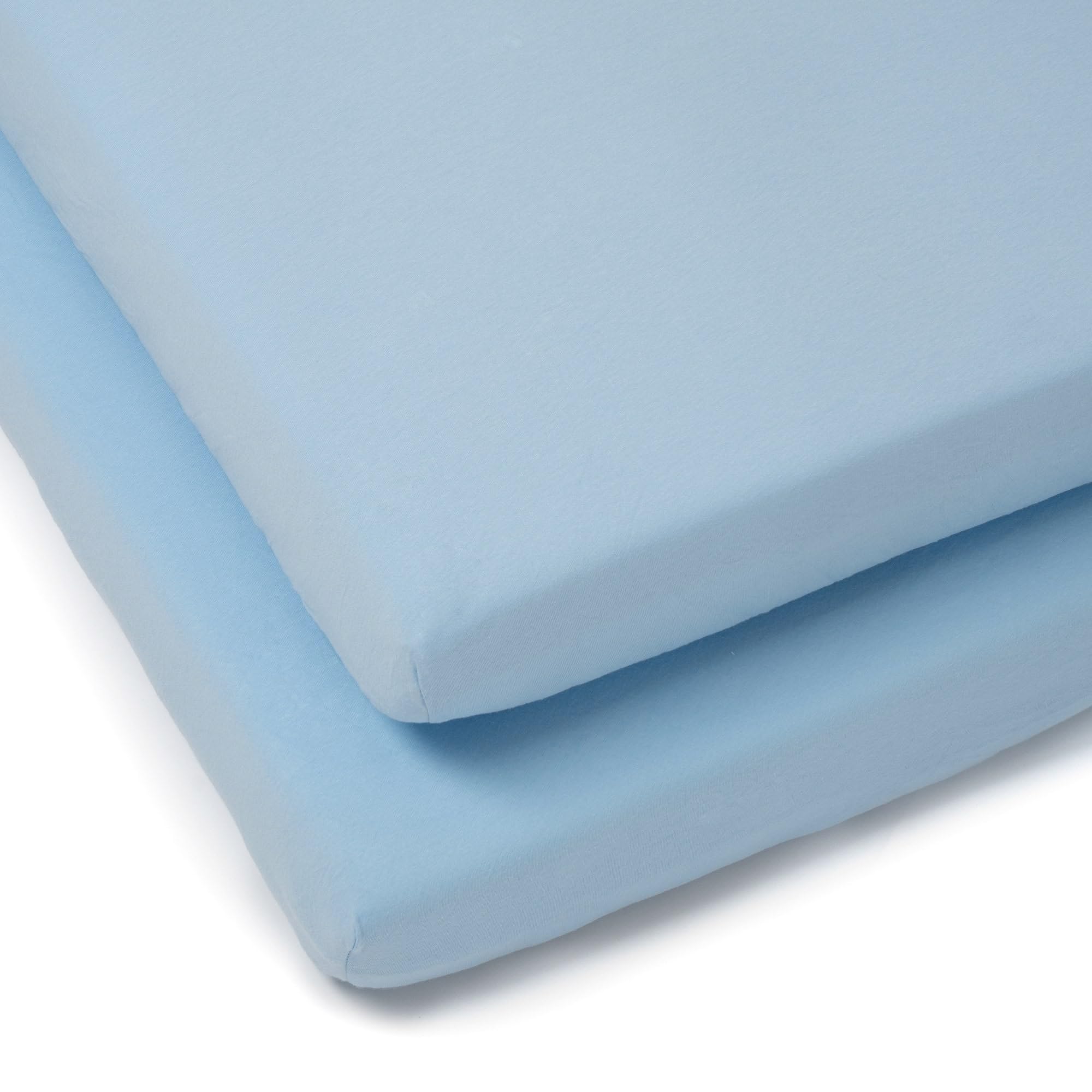 Clair de Lune 2 Pack Fitted Jersey Cotton Pram/Crib Sheets 90 x 40 cm (Blue)